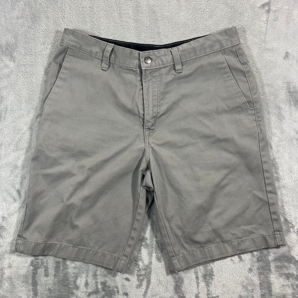 Volcom Chino Shorts Mens 33 Grey Solid Twill Casual Skate Corpo Class Grunge